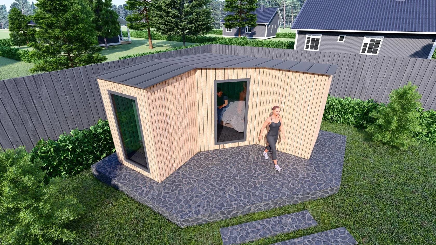 Garden Room 6 — 4.5m x 4.5m Corner-Front Studio — 4.5m x 4.5m SIP garden room