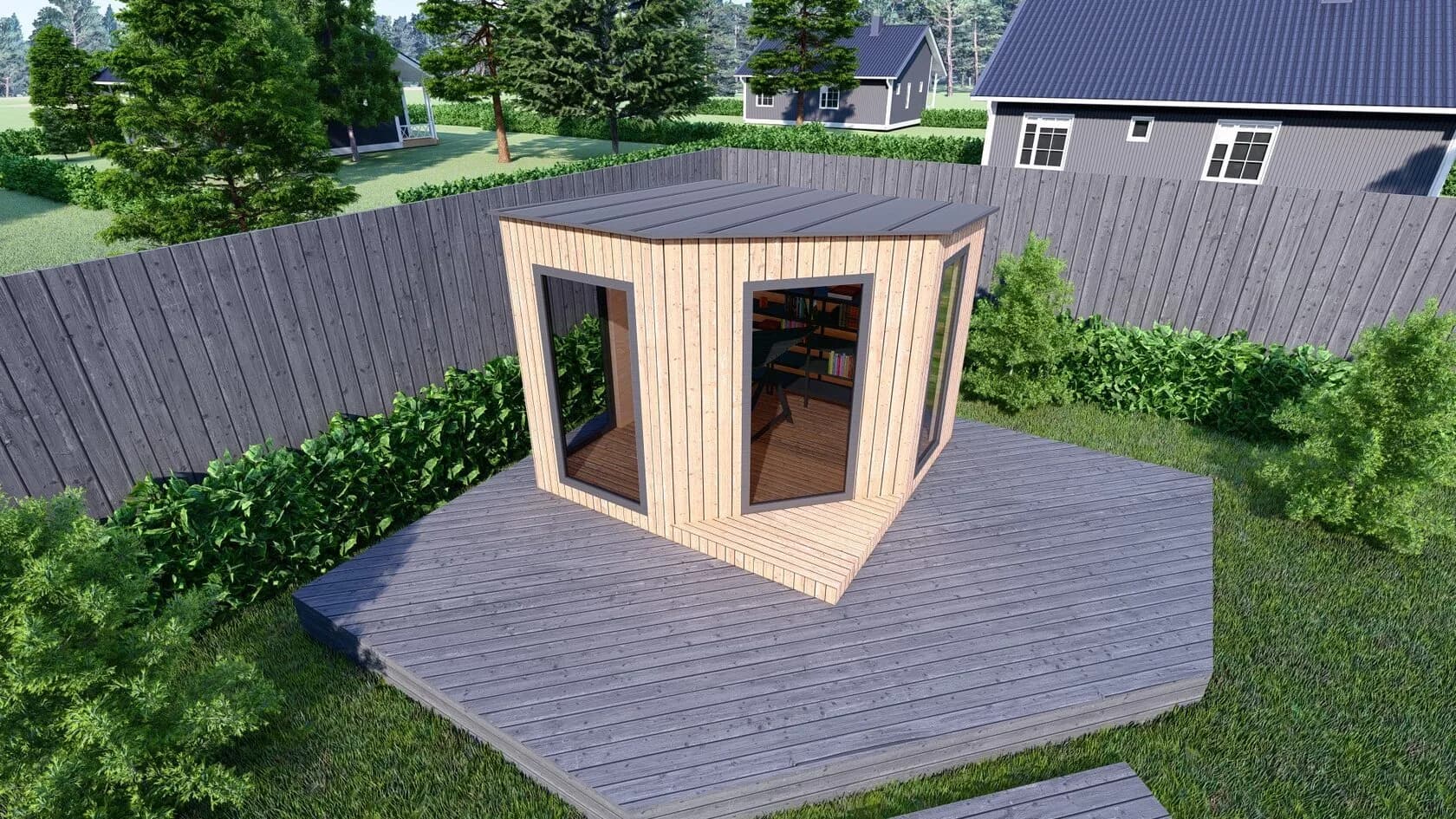 Garden Room 4 — 3m x 3m Corner Pod — 3m x 3m SIP garden room