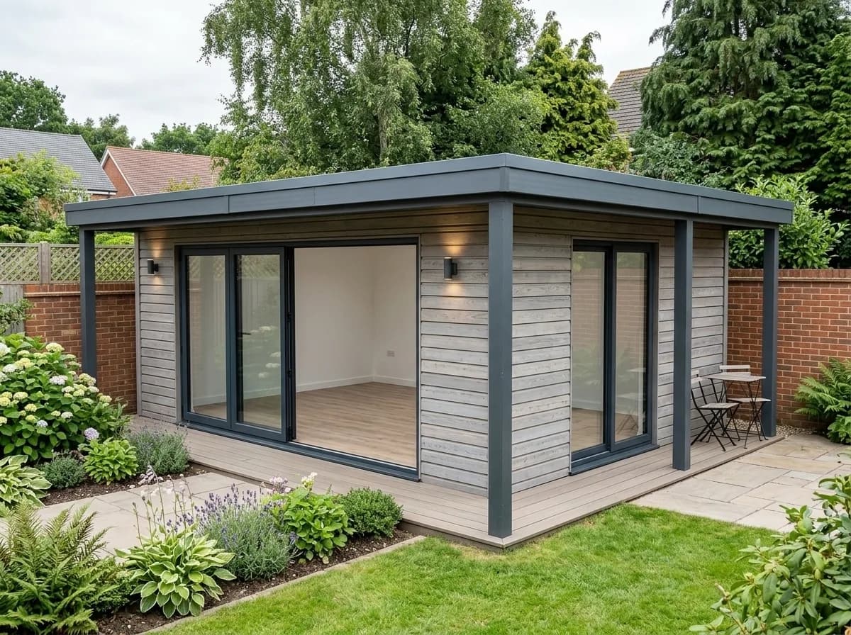 Garden Room 7 - Garden Studio with Canopy 4.9m × 3.7m — 4.88m × 3.66m SIP garden room