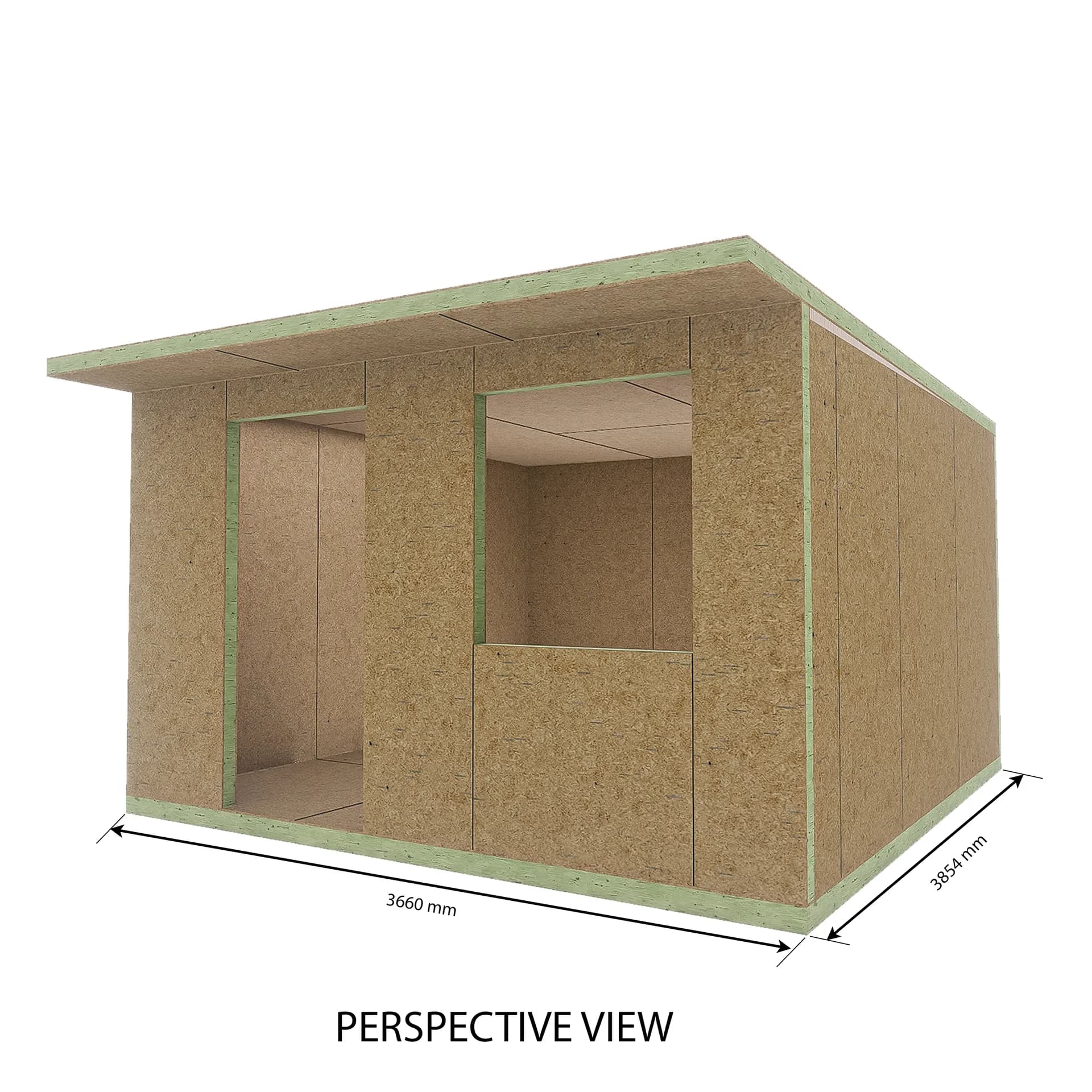 Garden Room 10 — 3.66m × 3.85m SIP garden room kit, perspective view