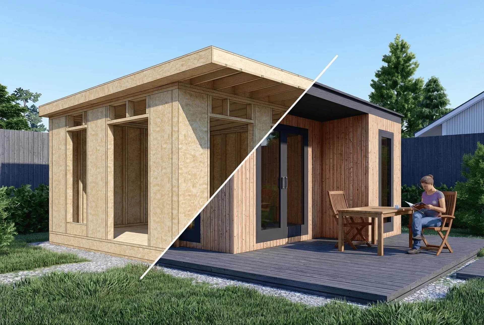 Garden Room 17 — L-Shape with Canopy — 4m x 4m SIP garden room