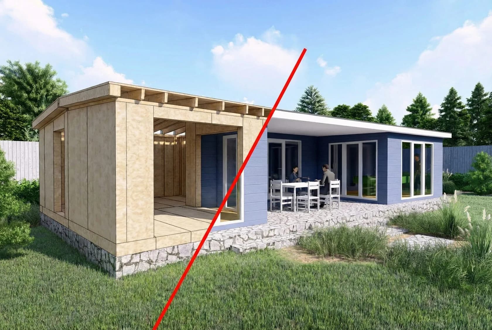 Garden Room 2 — U-Shape with Covered Terrace — 10.5m x 5.3m SIP garden room