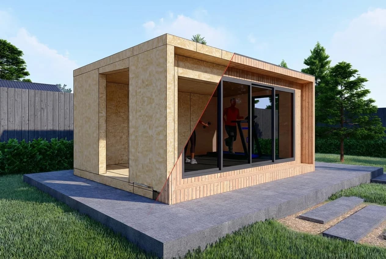 Garden Room 10 — 5m x 3.3m Framed Front Studio — 5m x 3.3m SIP garden room