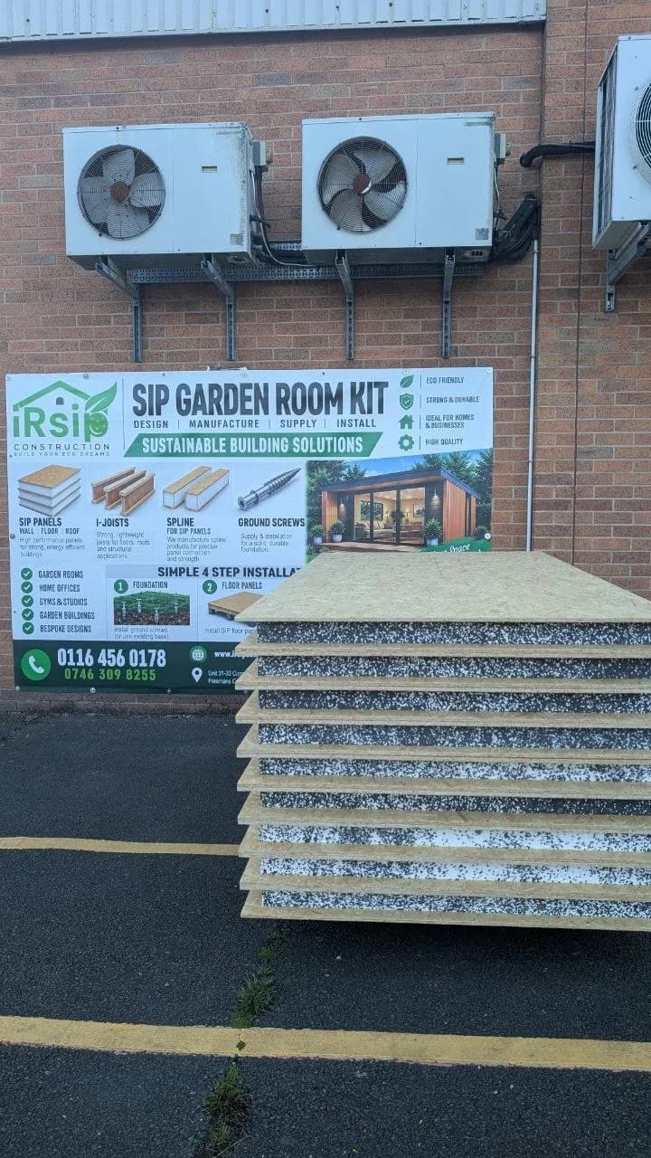 Stack of IRSIP SIP panels outside our factory in Leicester